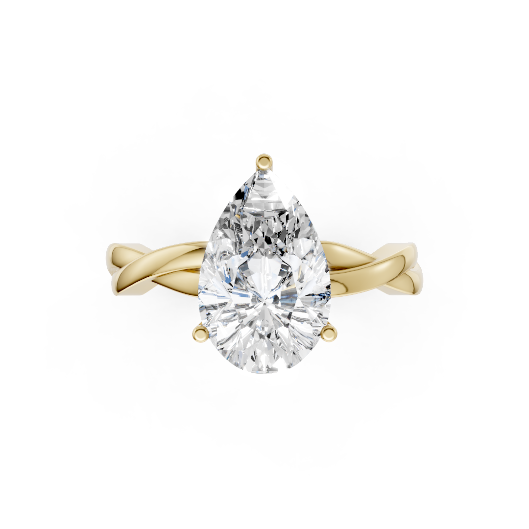 Pear Cut Diamond Crisscross Ring