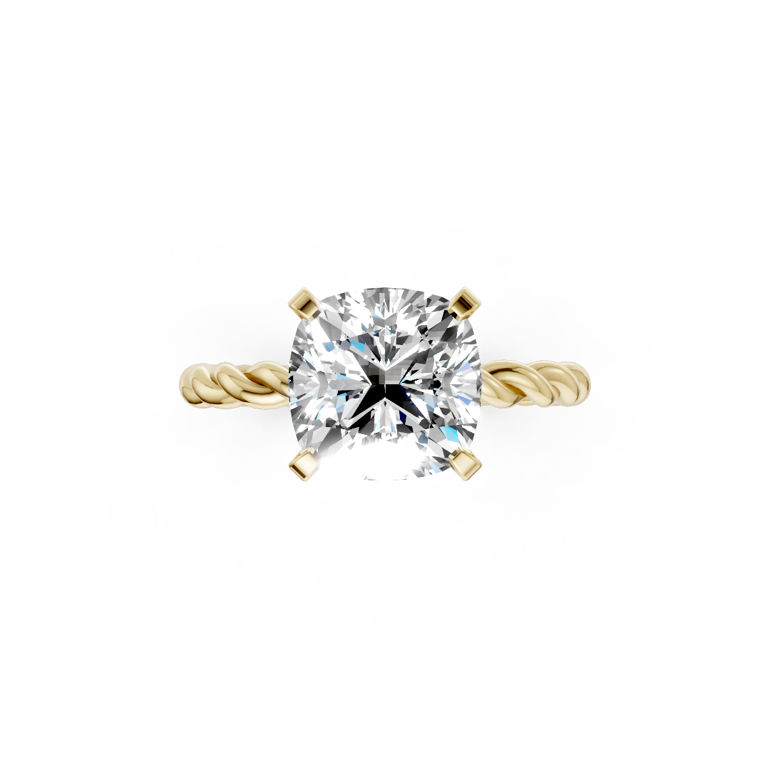 Cushion Diamond Twisted Shank Ring