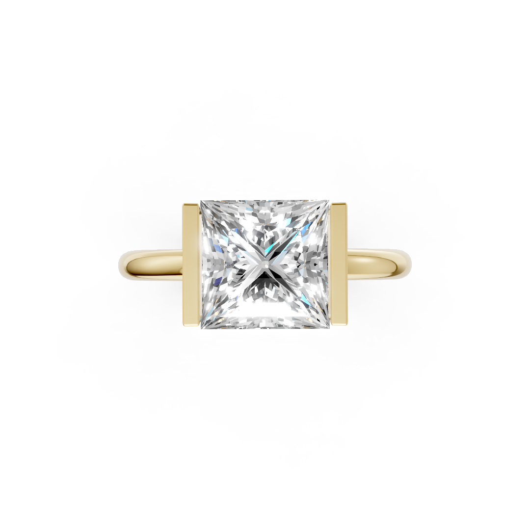 Princess Cut Half Bezel Set Ring