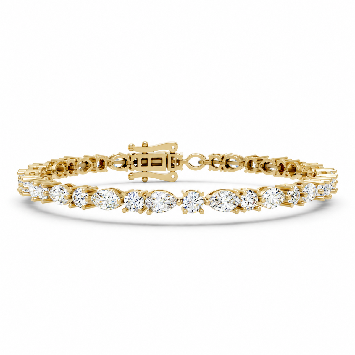 Alternating Shape Marquise & Round & Pear Diamond Tennis Bracelet