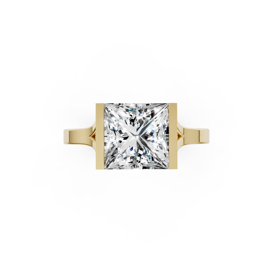 Princess Cathedral Half Bezel Solitaire Ring