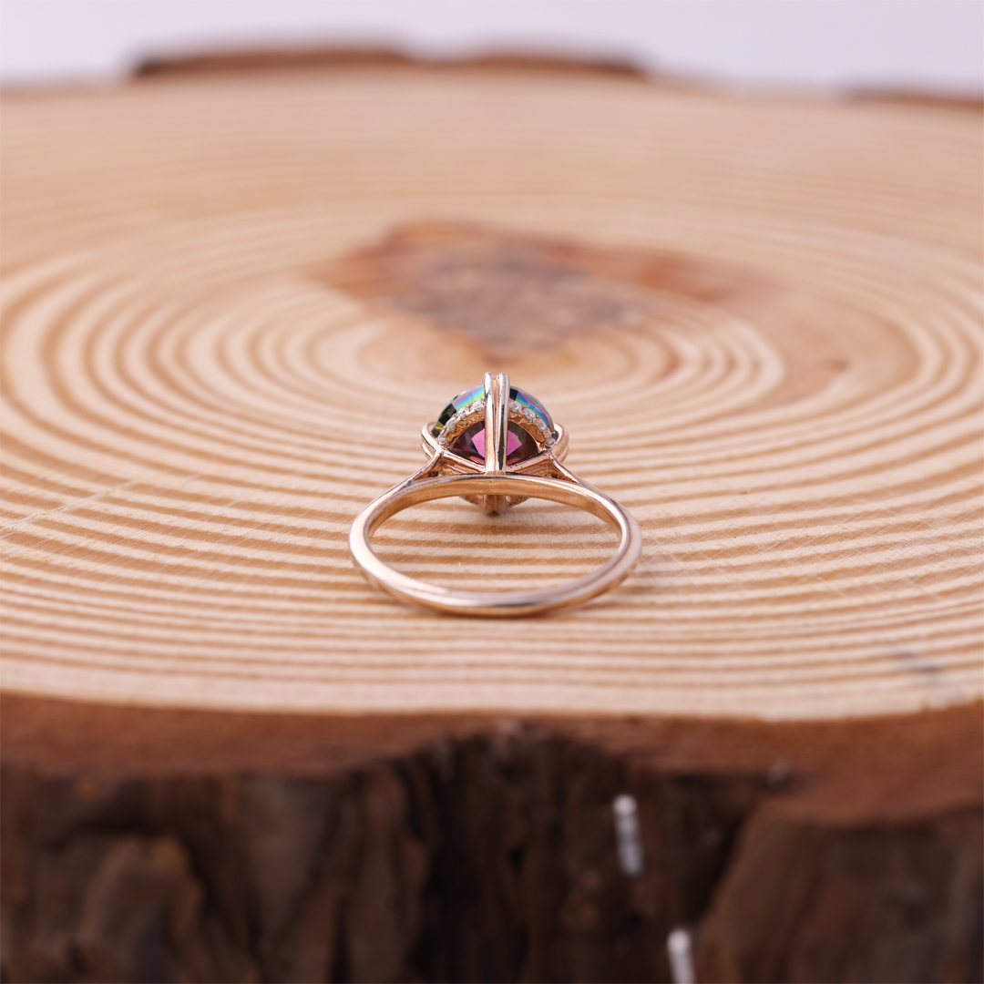 Green Solitaire Double Prong Ring