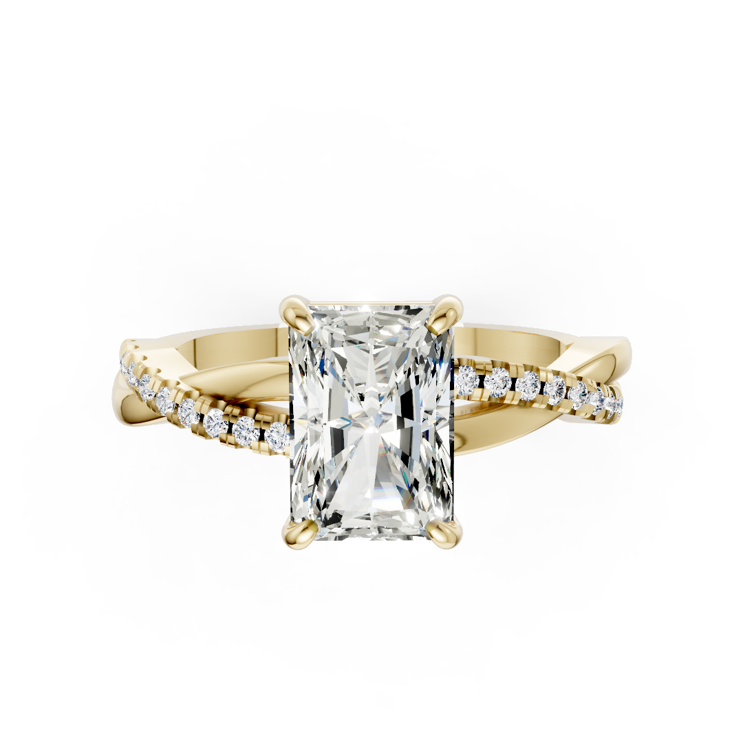Radiant Cut Diamond Twisted Infinity Ring With Half-Pavé Shank