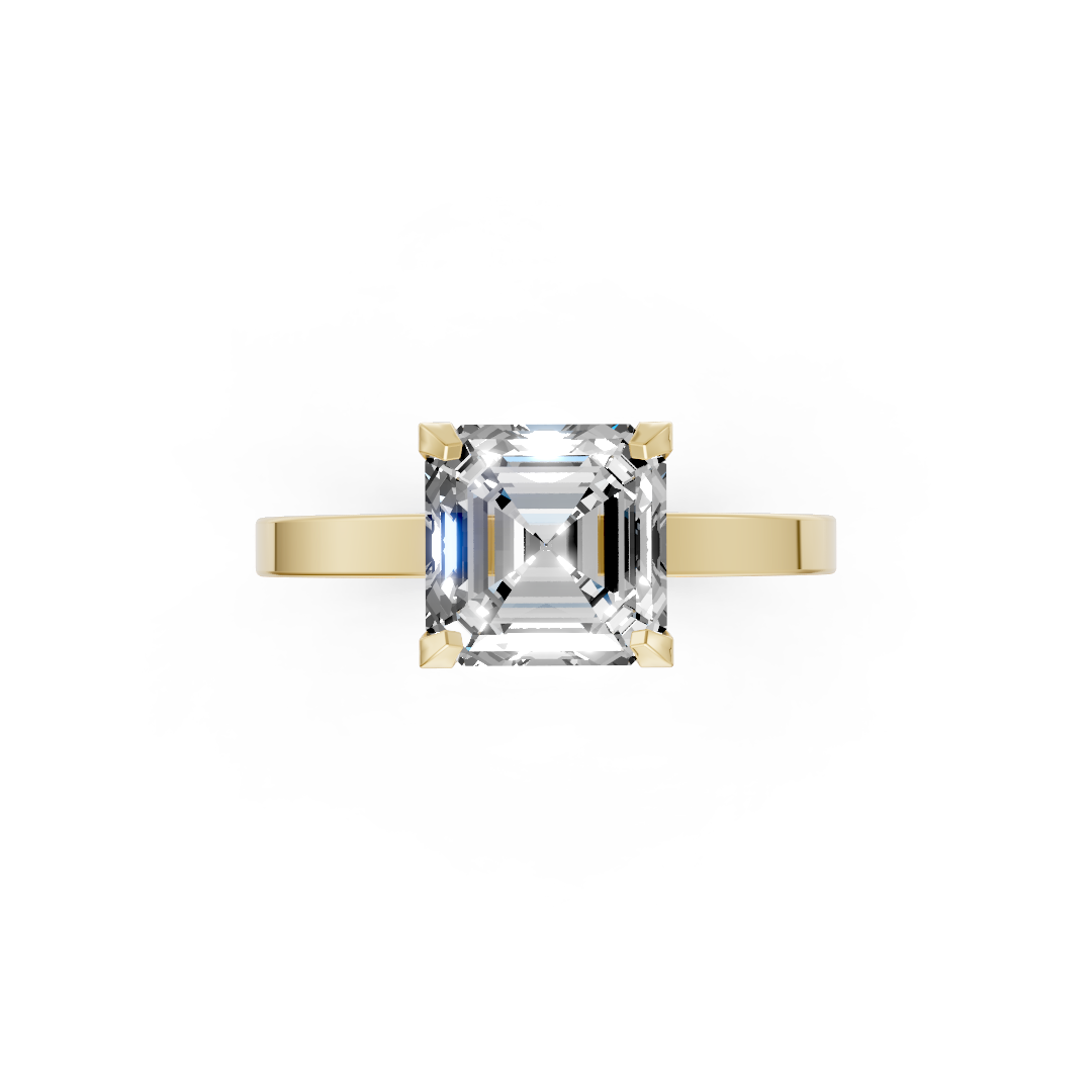 Asscher Cut V-Cathedral Shank Ring