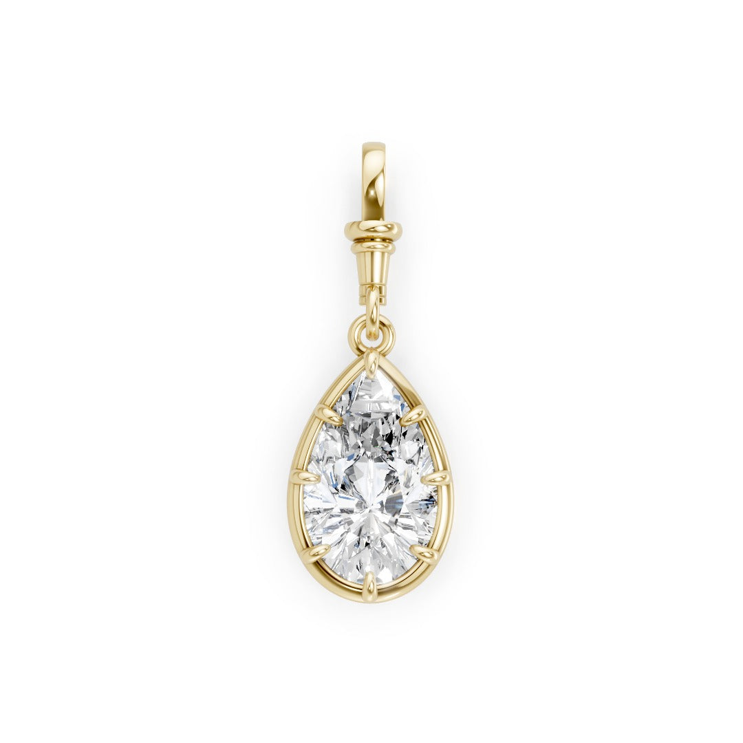 Pear Shaped Classic Solitaire Bezel & Prong Set Pendant