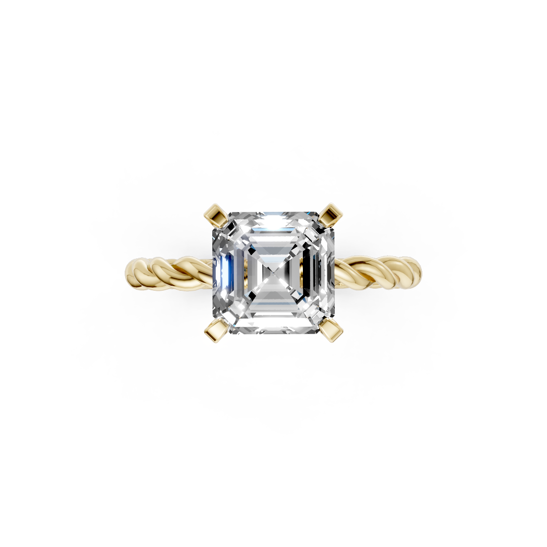 Asscher Diamond Twisted Shank Ring