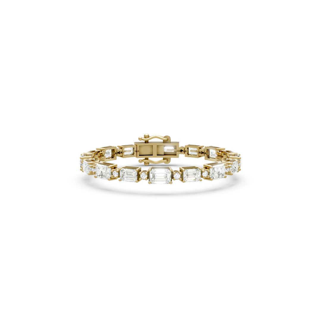 Luxury Emerald & Round Cut Lab Grown Diamond Bracelet