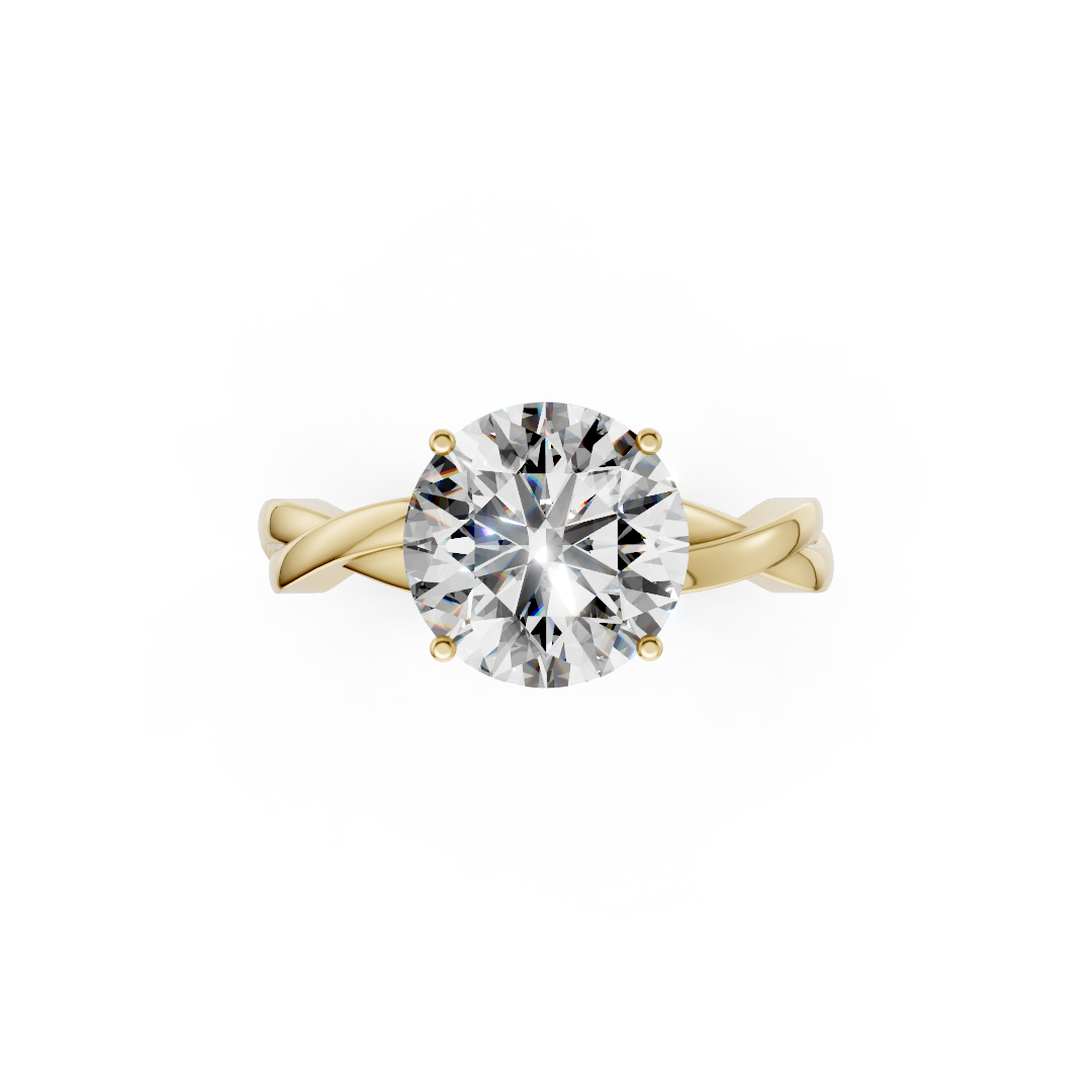 Round Cut Diamond Crisscross Ring