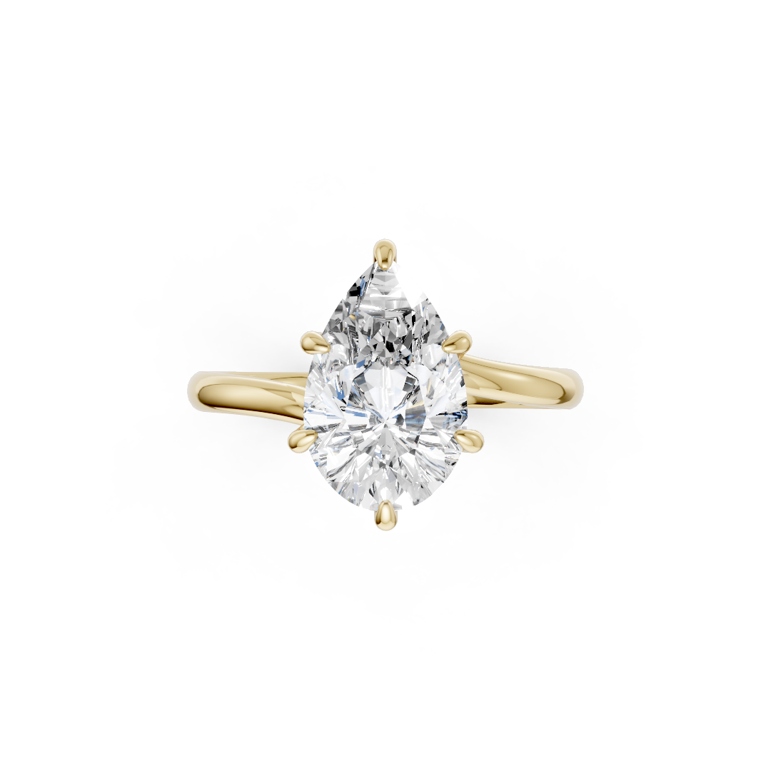 Pear Diamond Bypass Shank Solitaire Ring