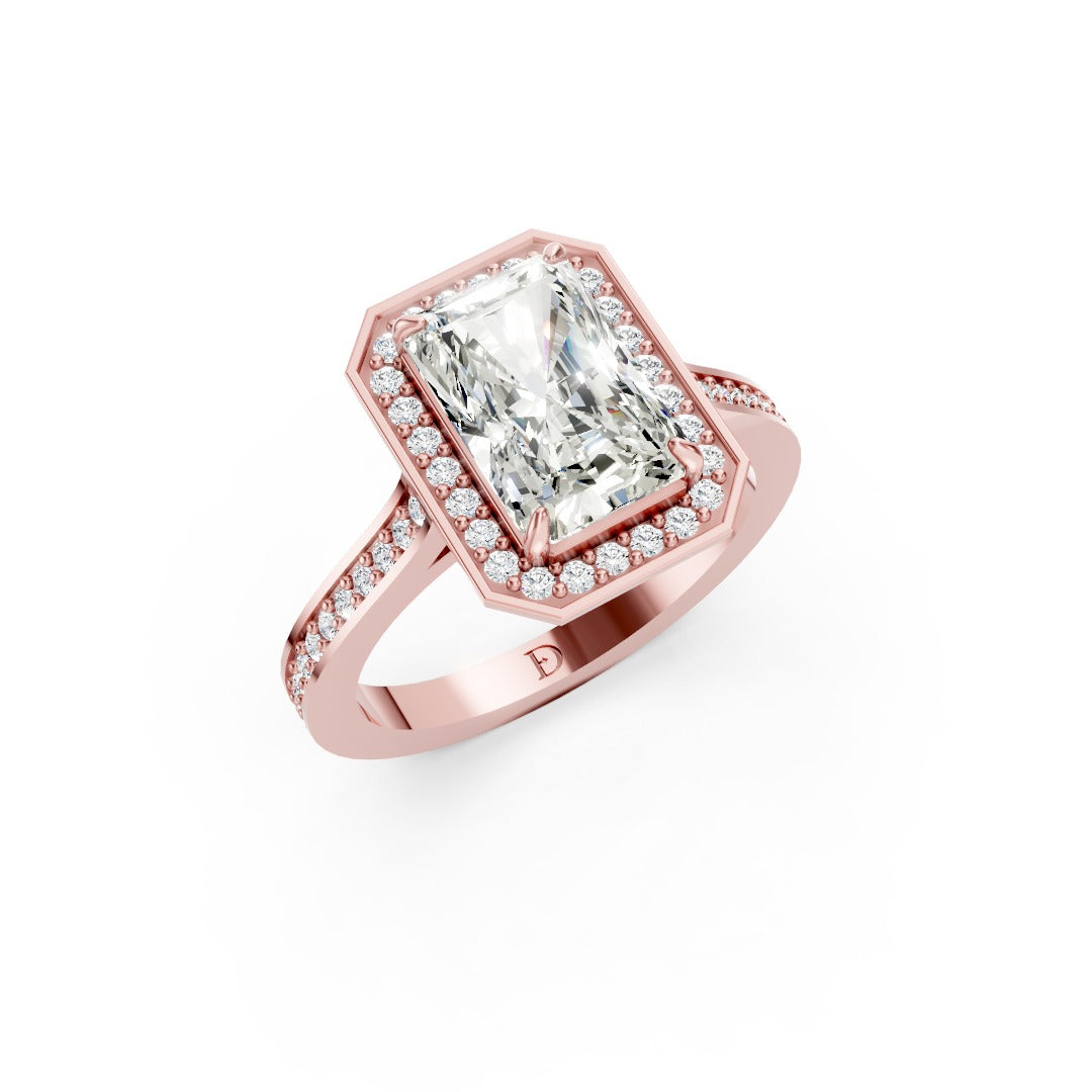 Radiant Cut Lab Grown Diamond Halo Engagement Ring