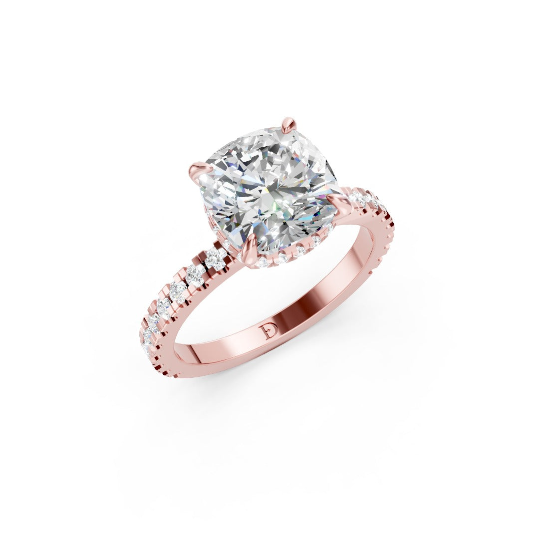 Cushion Diamond With Hidden Halo Anniversary Ring