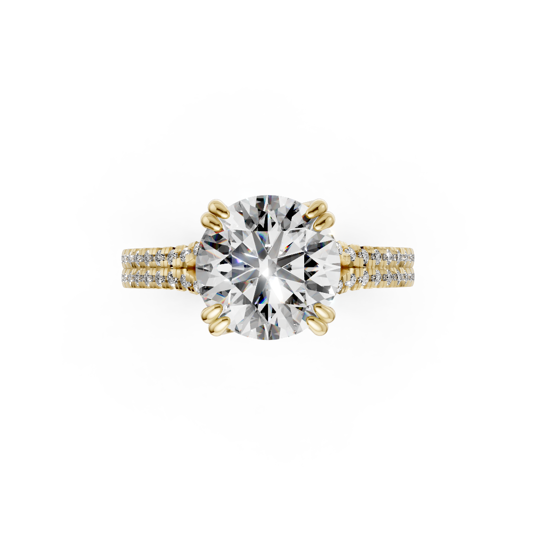 Round Diamond Double Band Engagement Ring