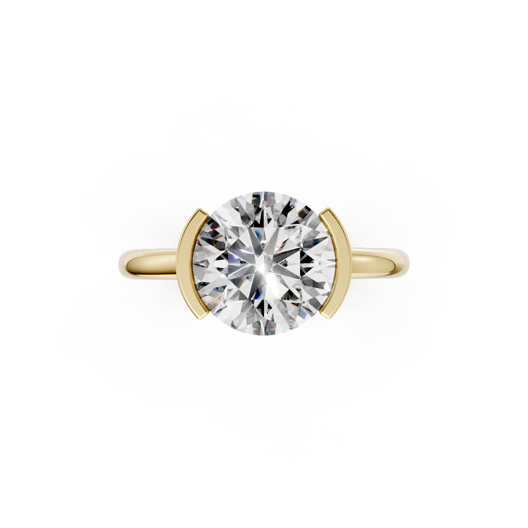 Round Cut Half Bezel Set Ring