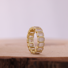 Emerald Cut Full Bezel Set Wedding Band
