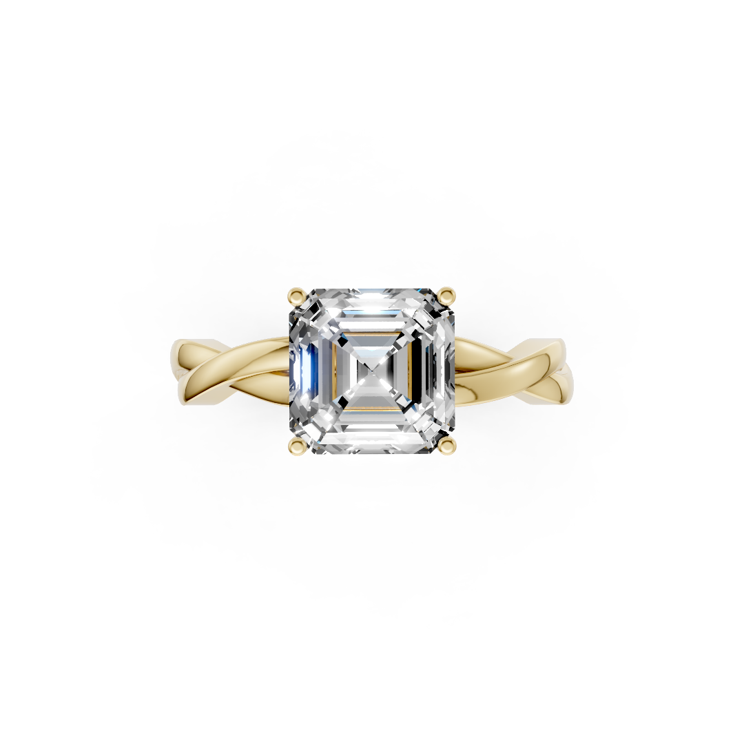 Asscher Cut Diamond Crisscross Ring