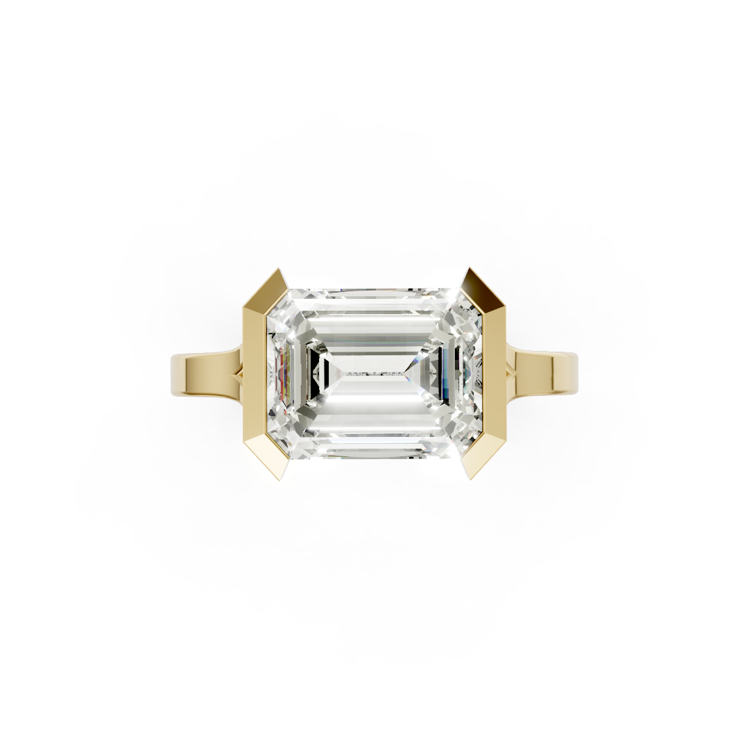 Emerald Cathedral Half Bezel Solitaire Ring