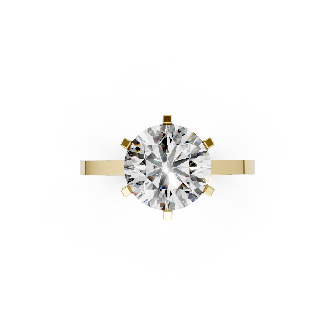 Round Cut Six Prong Cathedral Ring