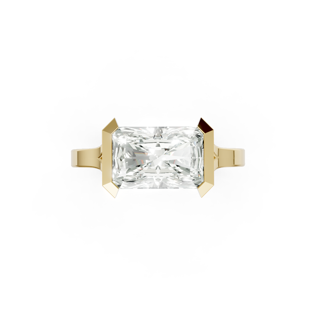Radiant Cathedral Half Bezel Solitaire Ring