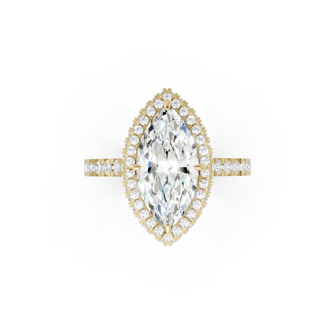 Marquise Diamond Halo Pave Set Ring