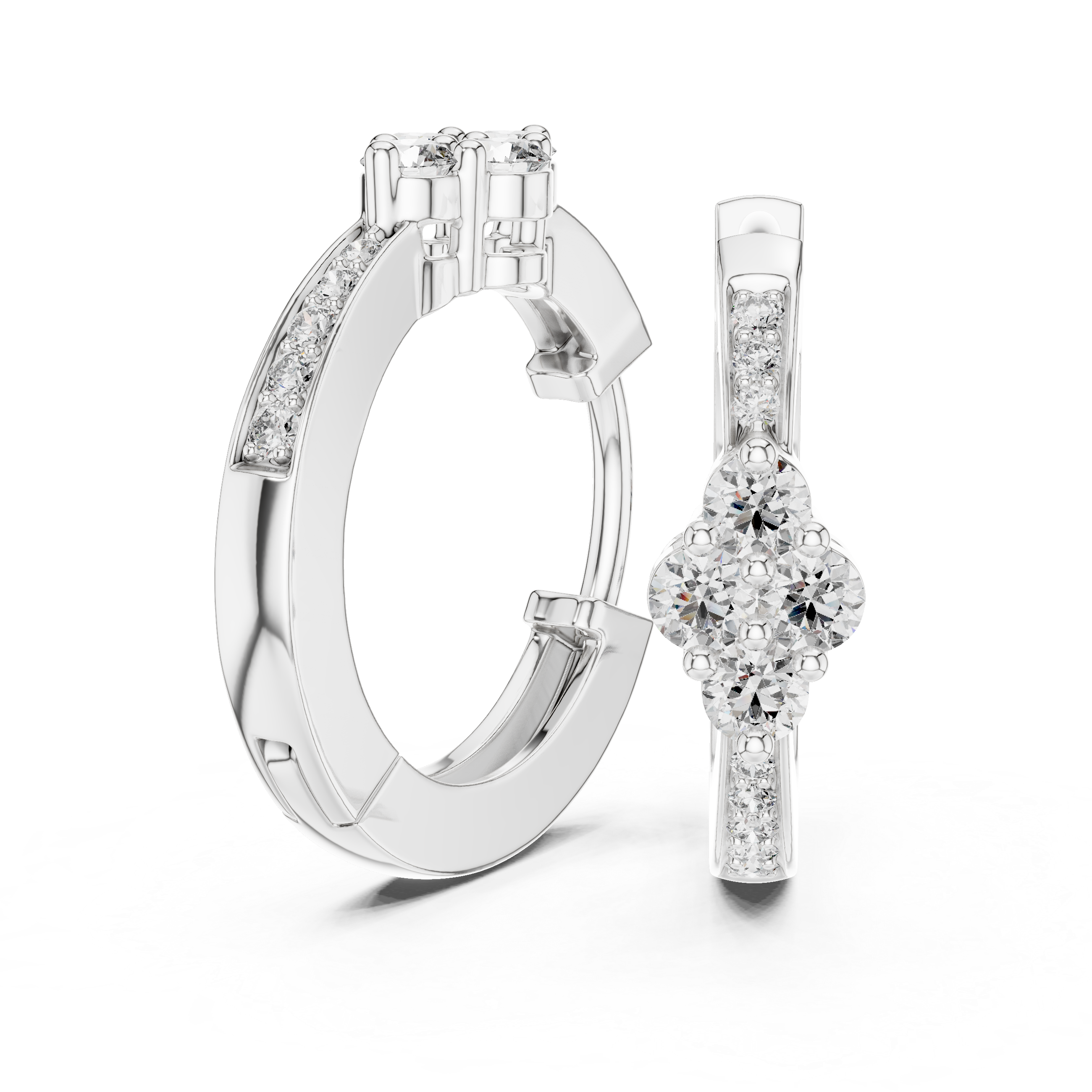 Lab Diamond Floral Cluster Huggie Earrings