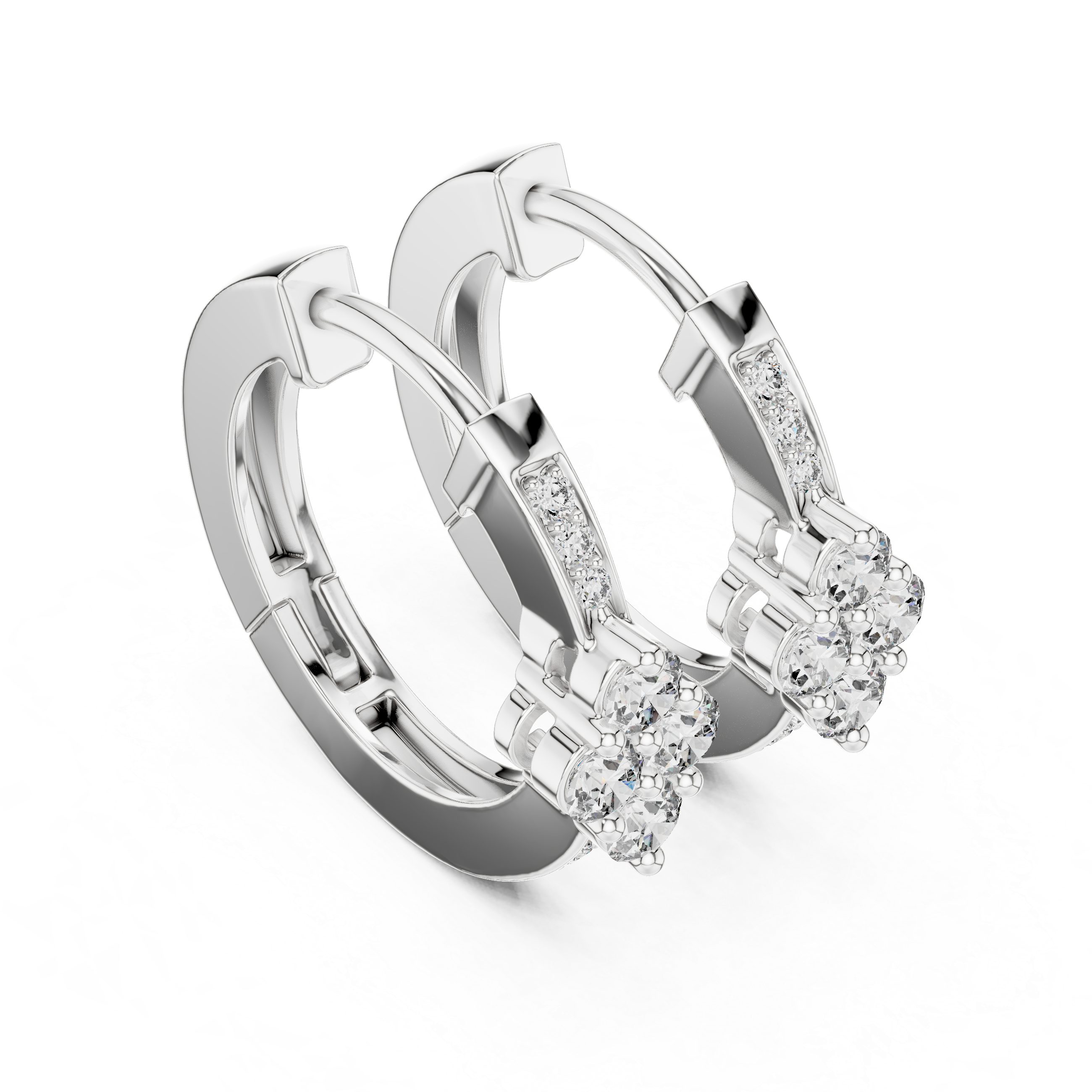Lab Diamond Floral Cluster Huggie Earrings