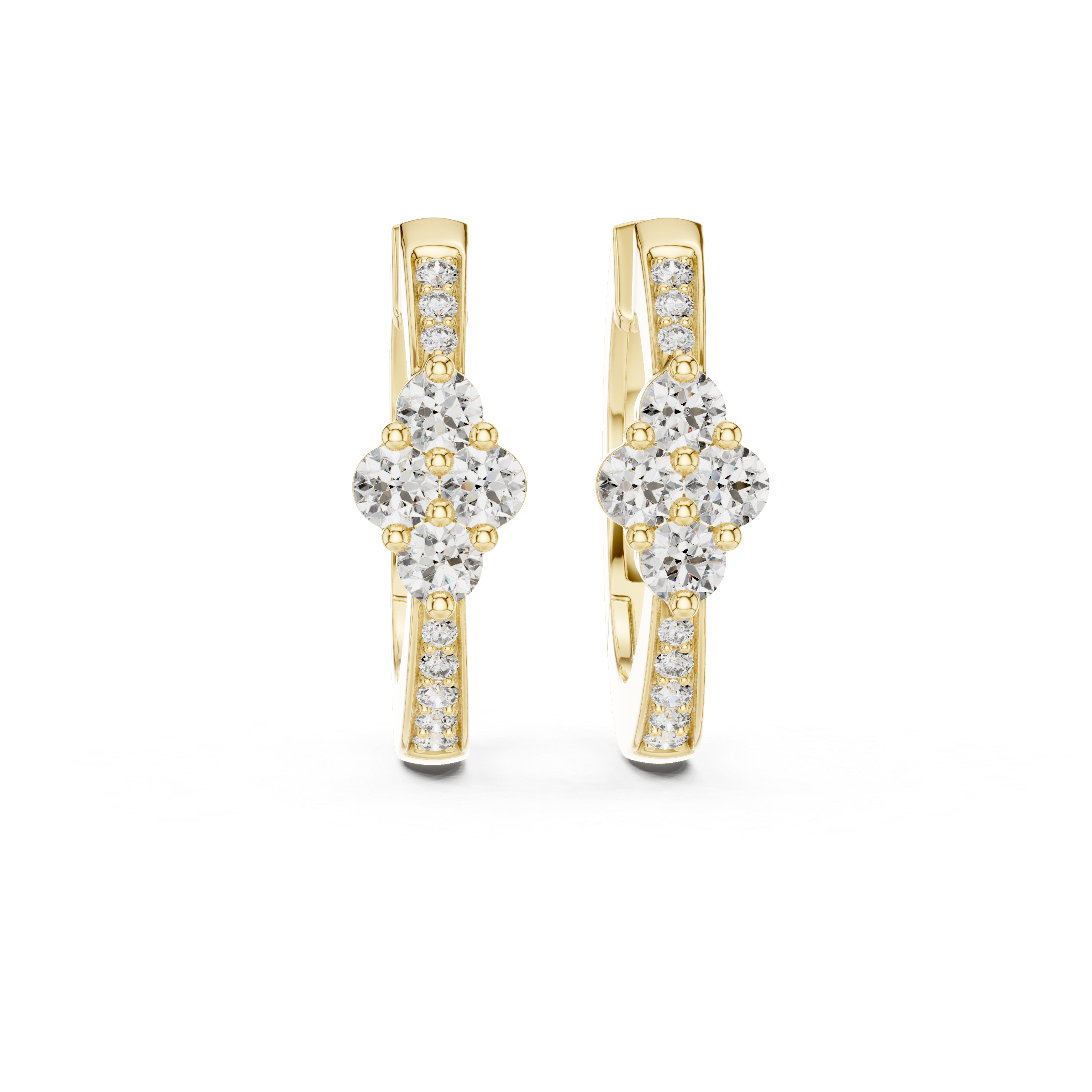 Lab Diamond Floral Cluster Huggie Earrings