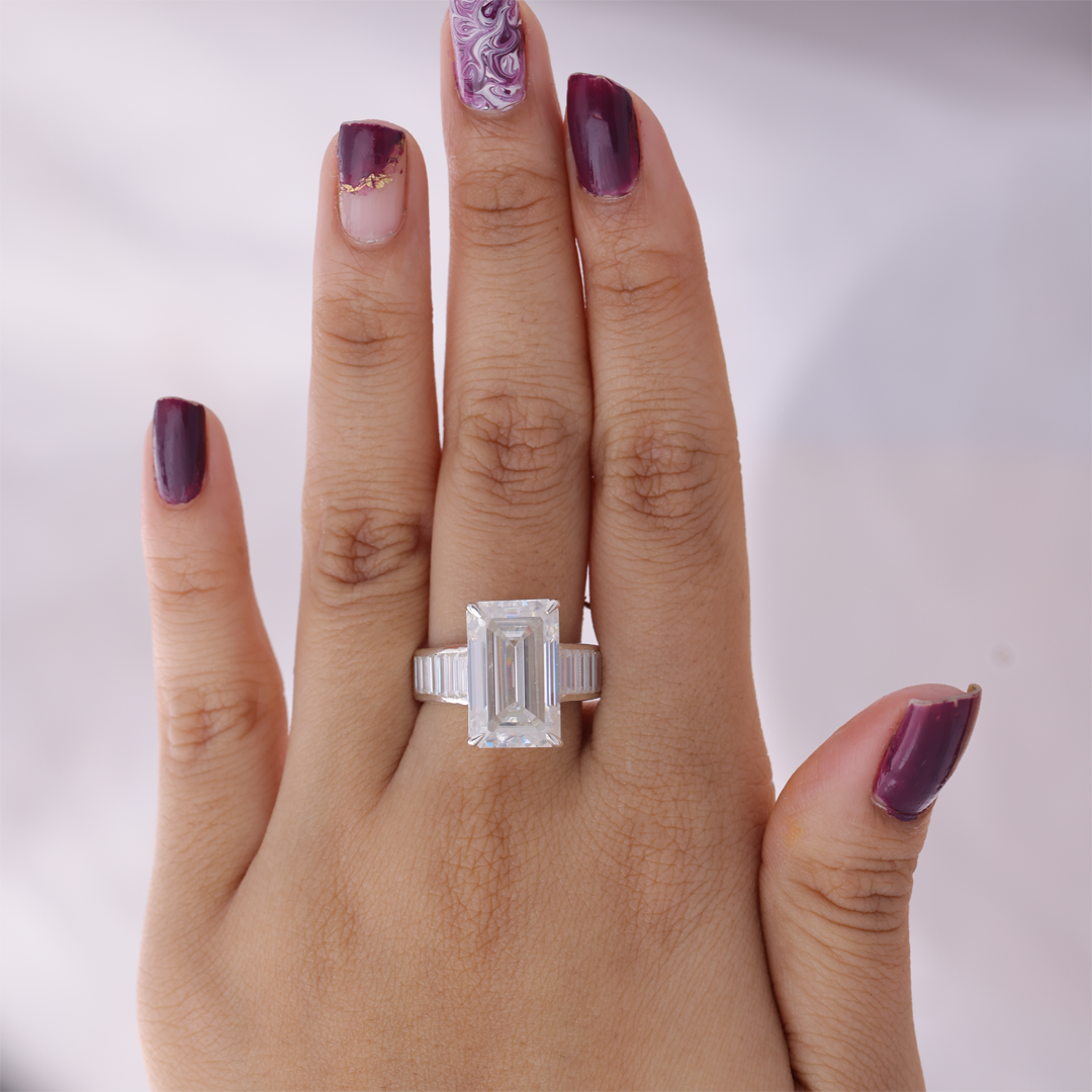 Emerald Cut Claw Prong Diamond Engagement Ring