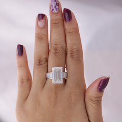 Emerald Cut Claw Prong Diamond Engagement Ring