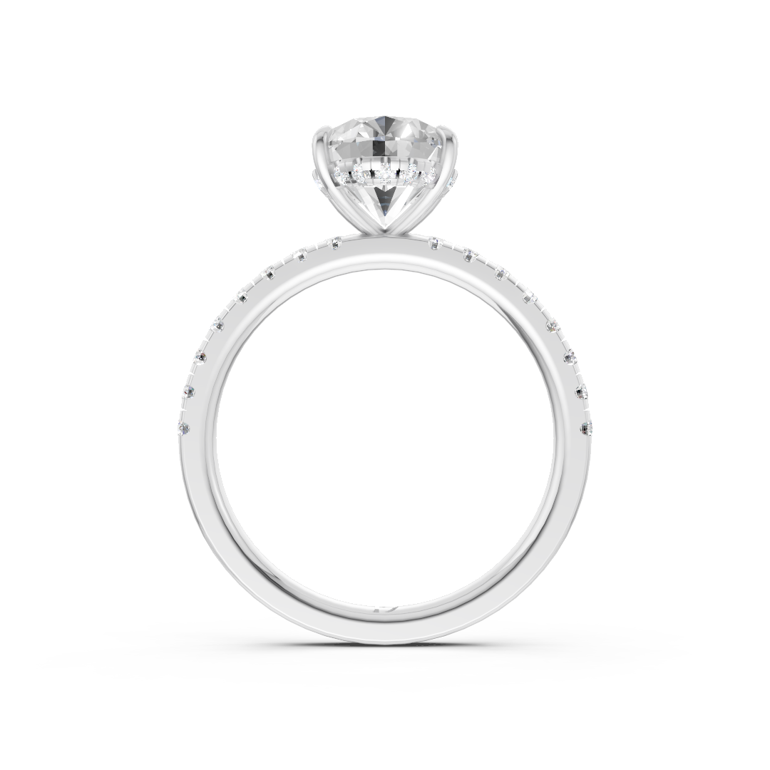 Oval Cut Hidden Halo Pave Set Ring