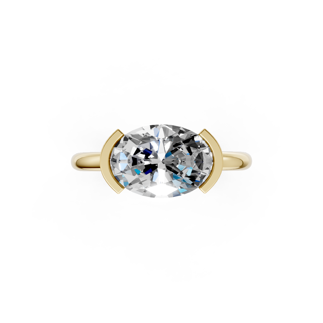 Oval Cut Half Bezel Set Ring