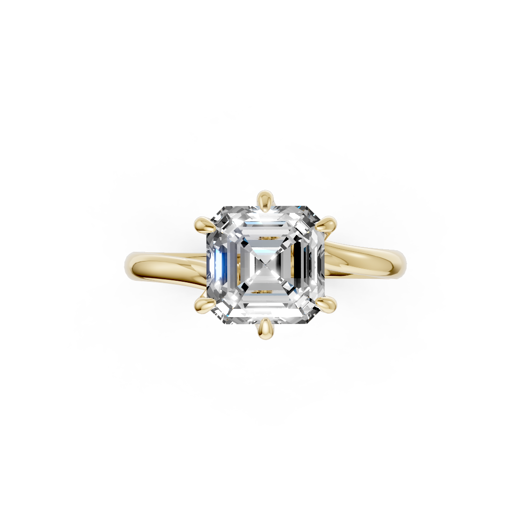 Asscher Diamond Bypass Shank Solitaire Ring