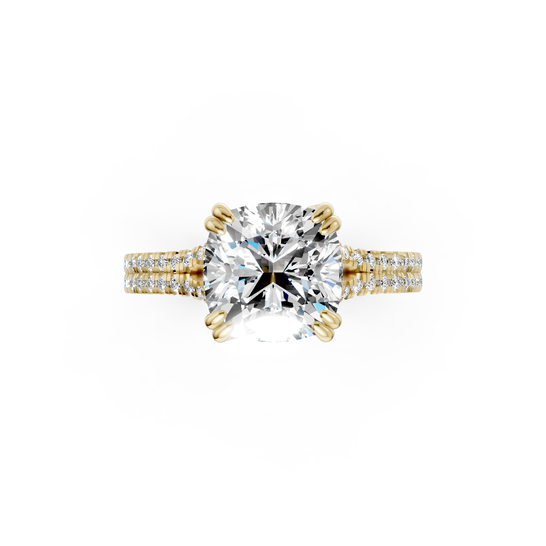 Cushion Diamond Double Band Engagement Ring