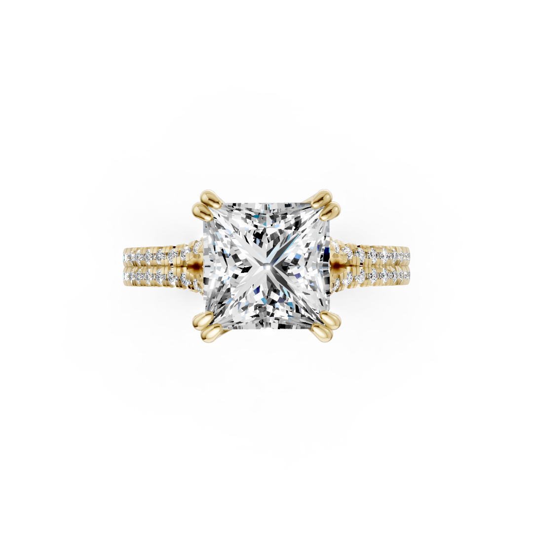 Princess Diamond Double Band Engagement Ring