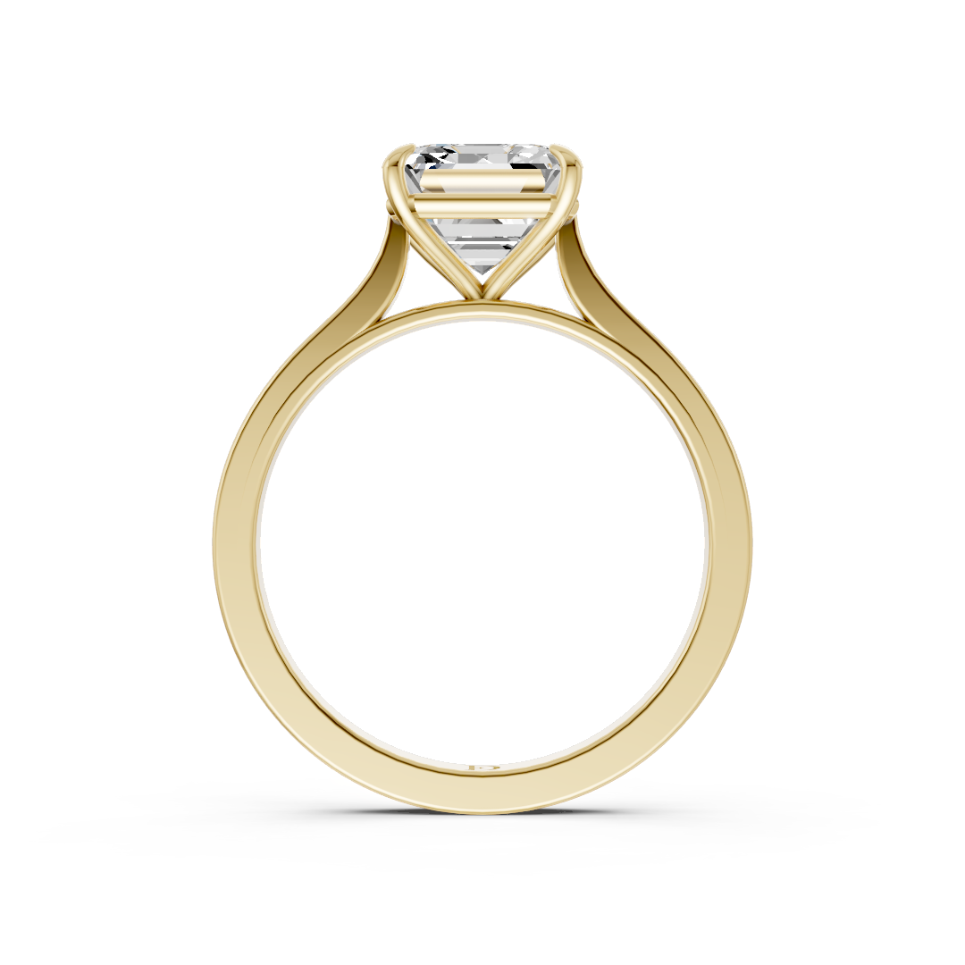 Asscher Solitaire Cathedral Shank Ring