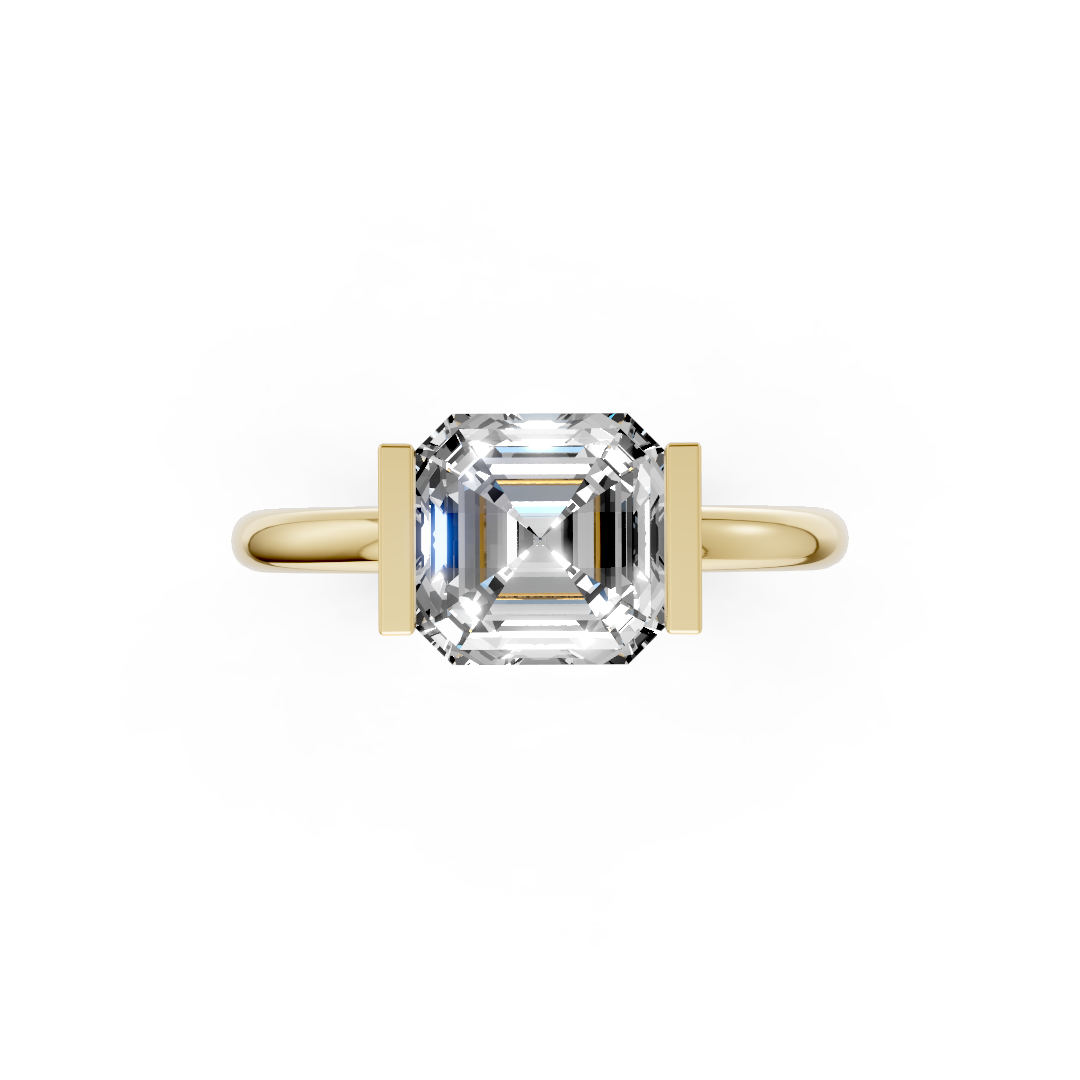 Asscher Cut Half Bezel Set Ring