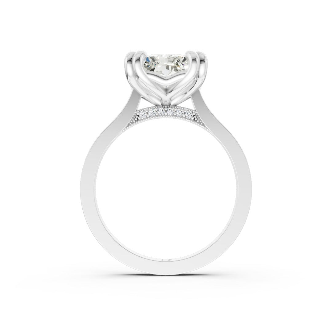 Radiant Cut Diamond Engagement Ring with Concealed Halo