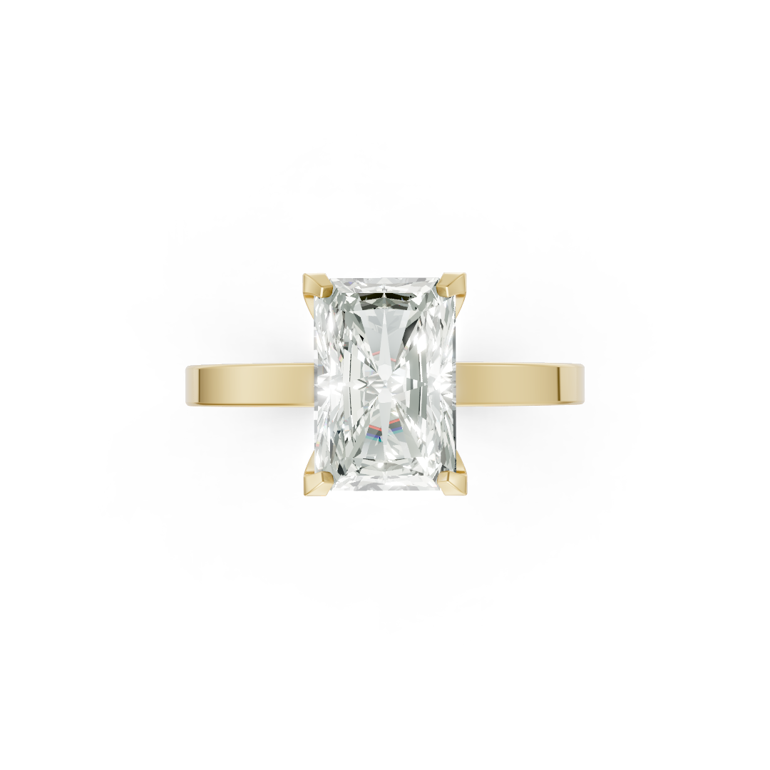 Radiant Cut V-Cathedral Shank Ring