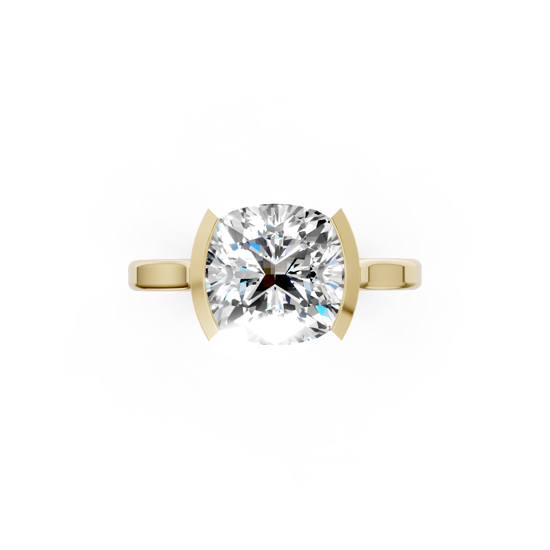 Cushion Cathedral Half Bezel Solitaire Ring