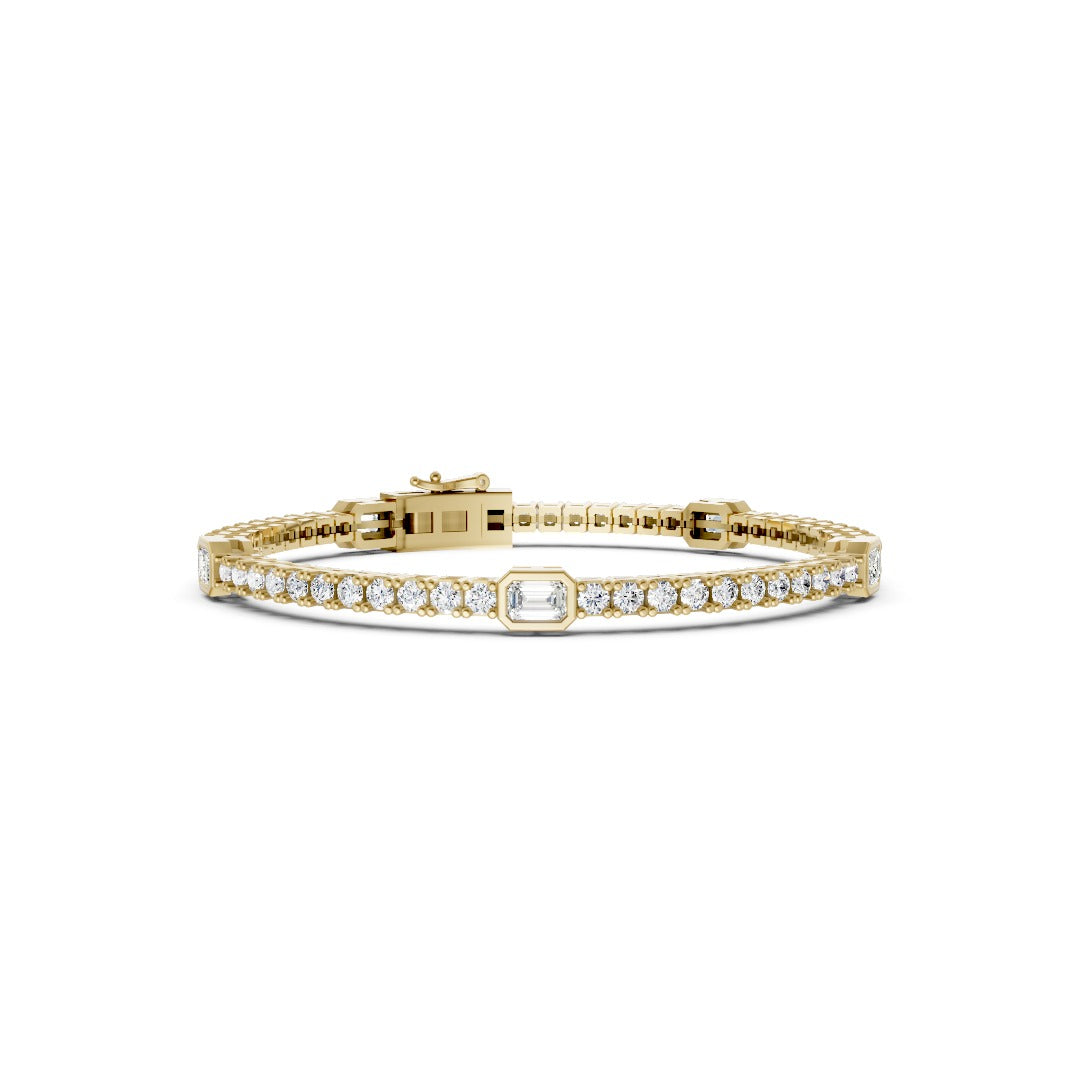 Emerald & Round Cut Lab Diamond Tennis Bracelet
