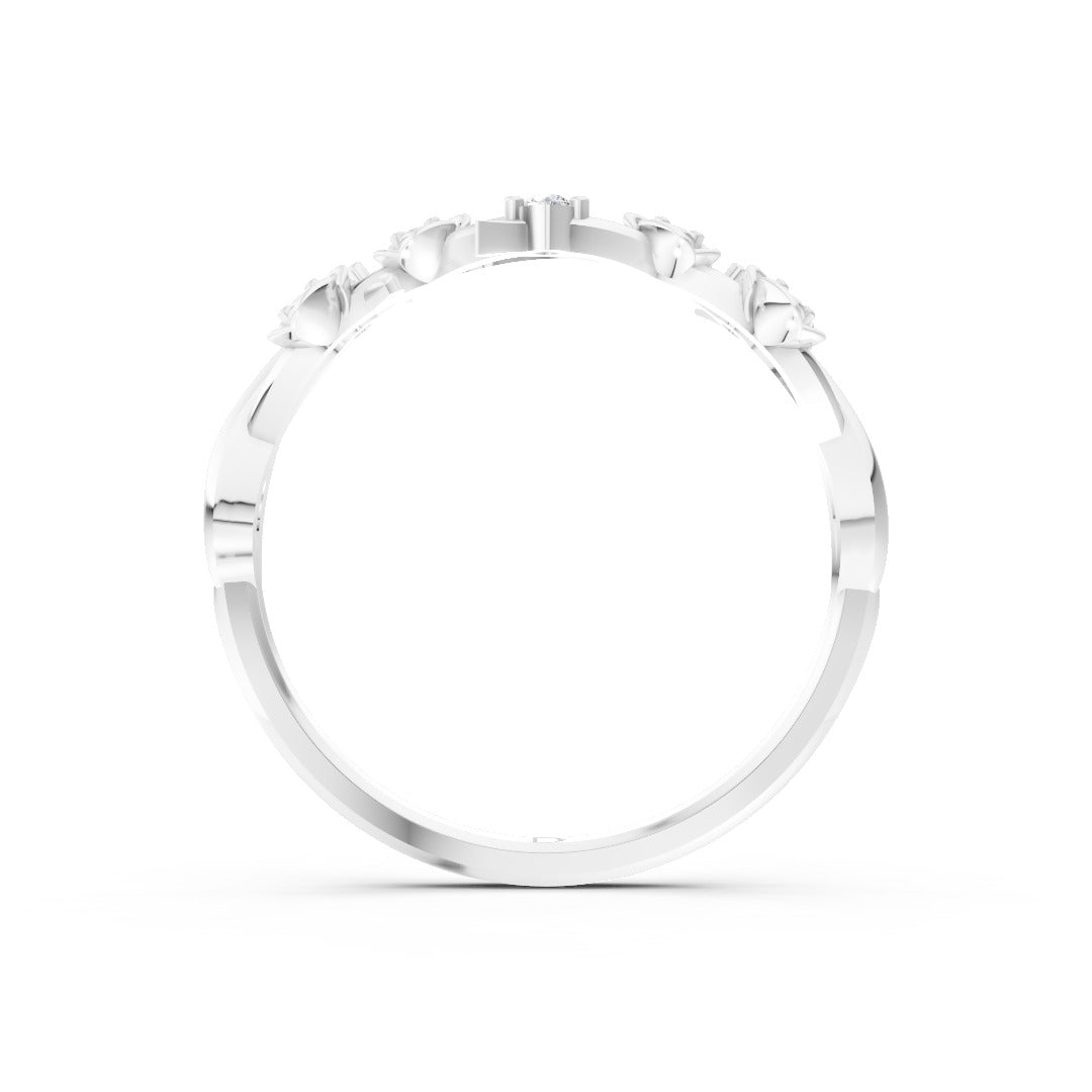 Twisted Floral Round Cut Diamond Wedding Band