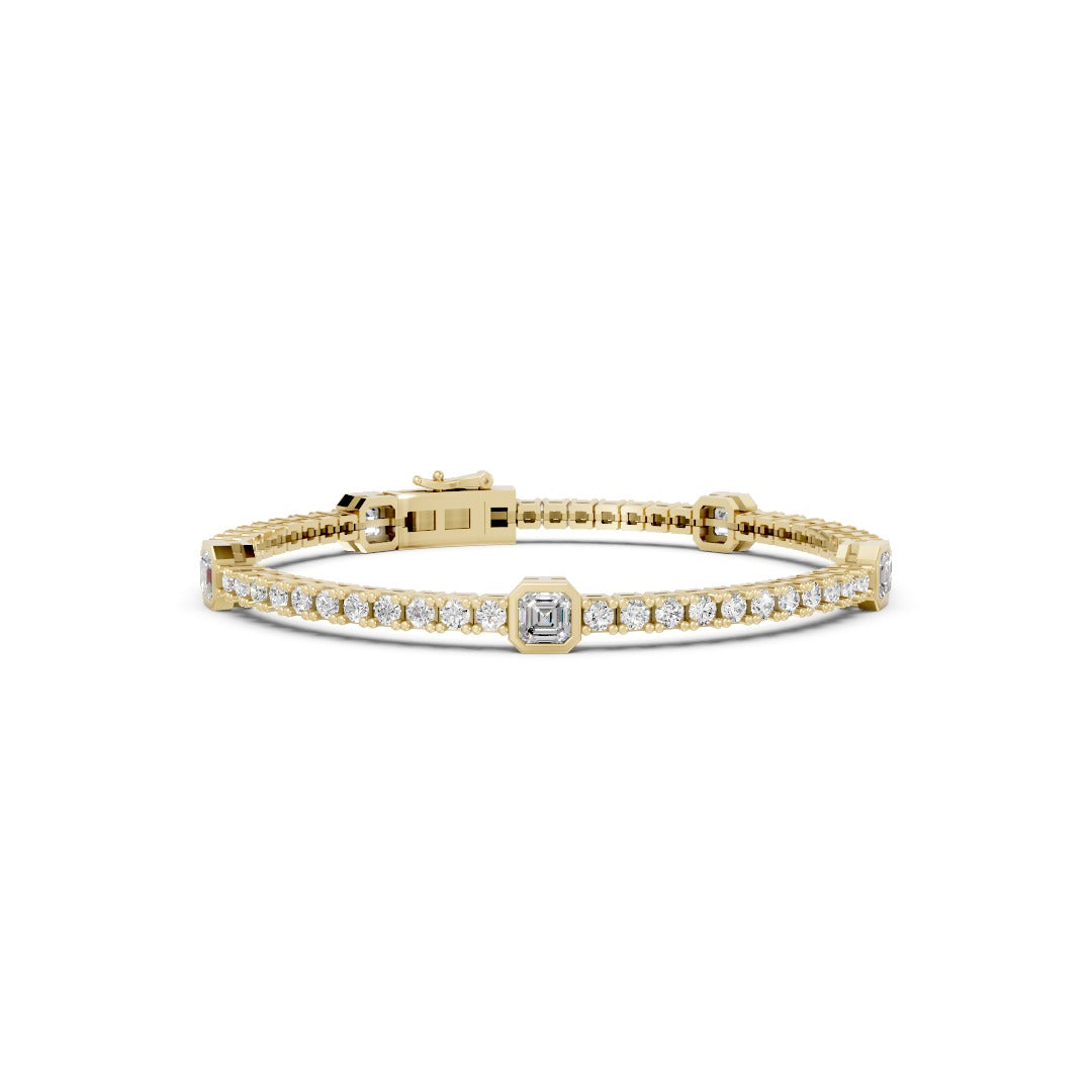 Asscher & Round Cut Lab Diamond Tennis Bracelet