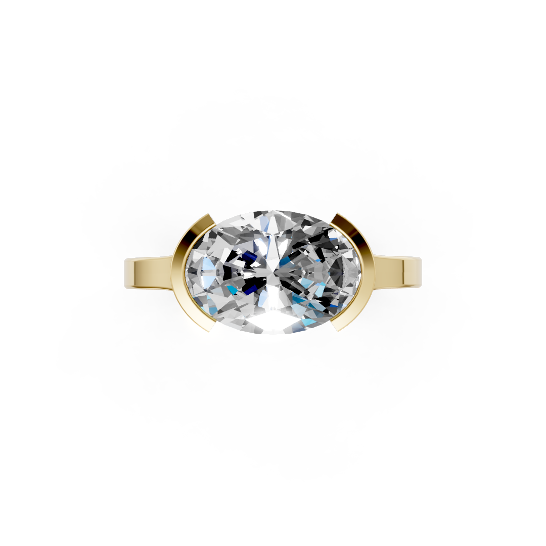Oval Cathedral Half Bezel Solitaire Ring