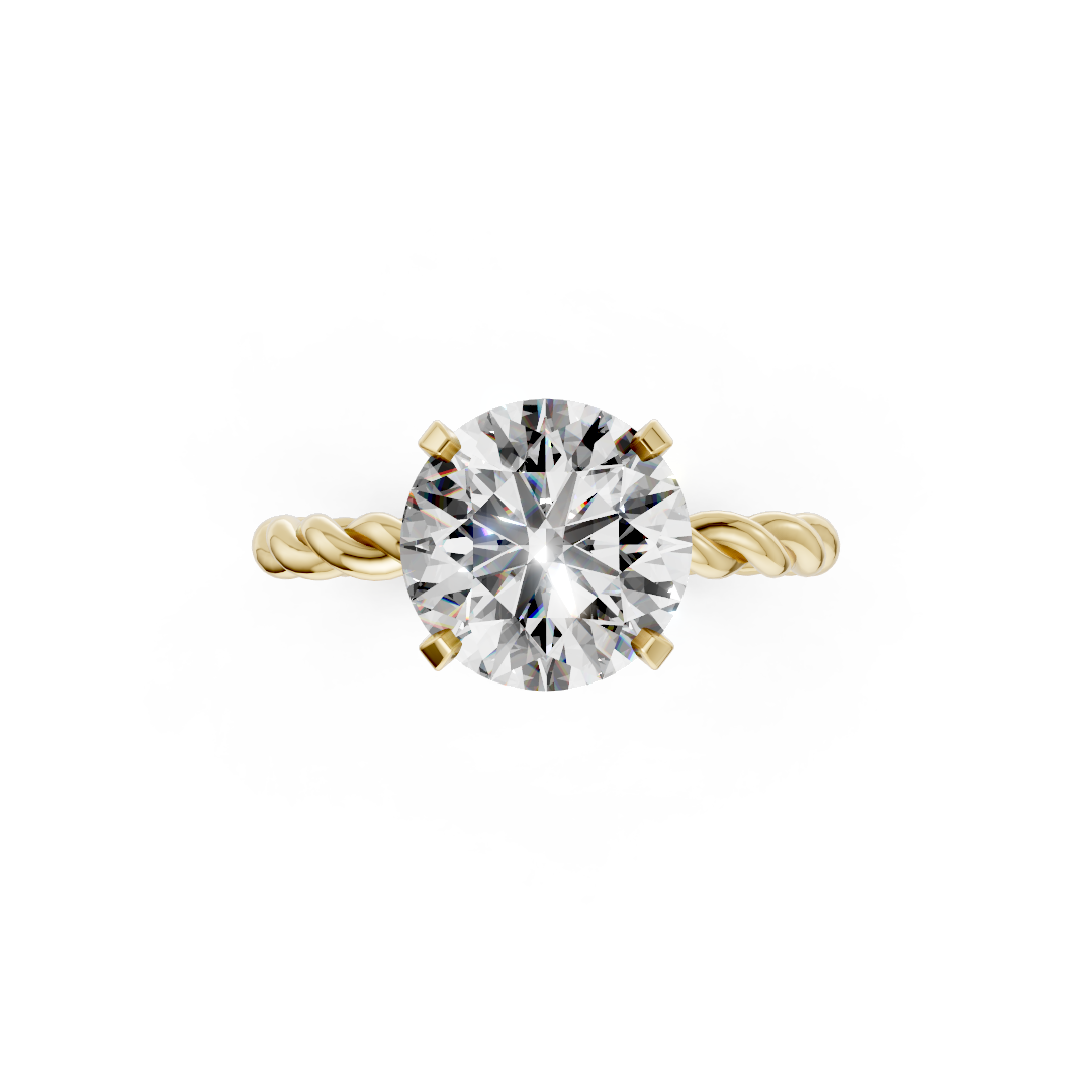 Round Diamond Twisted Shank Ring
