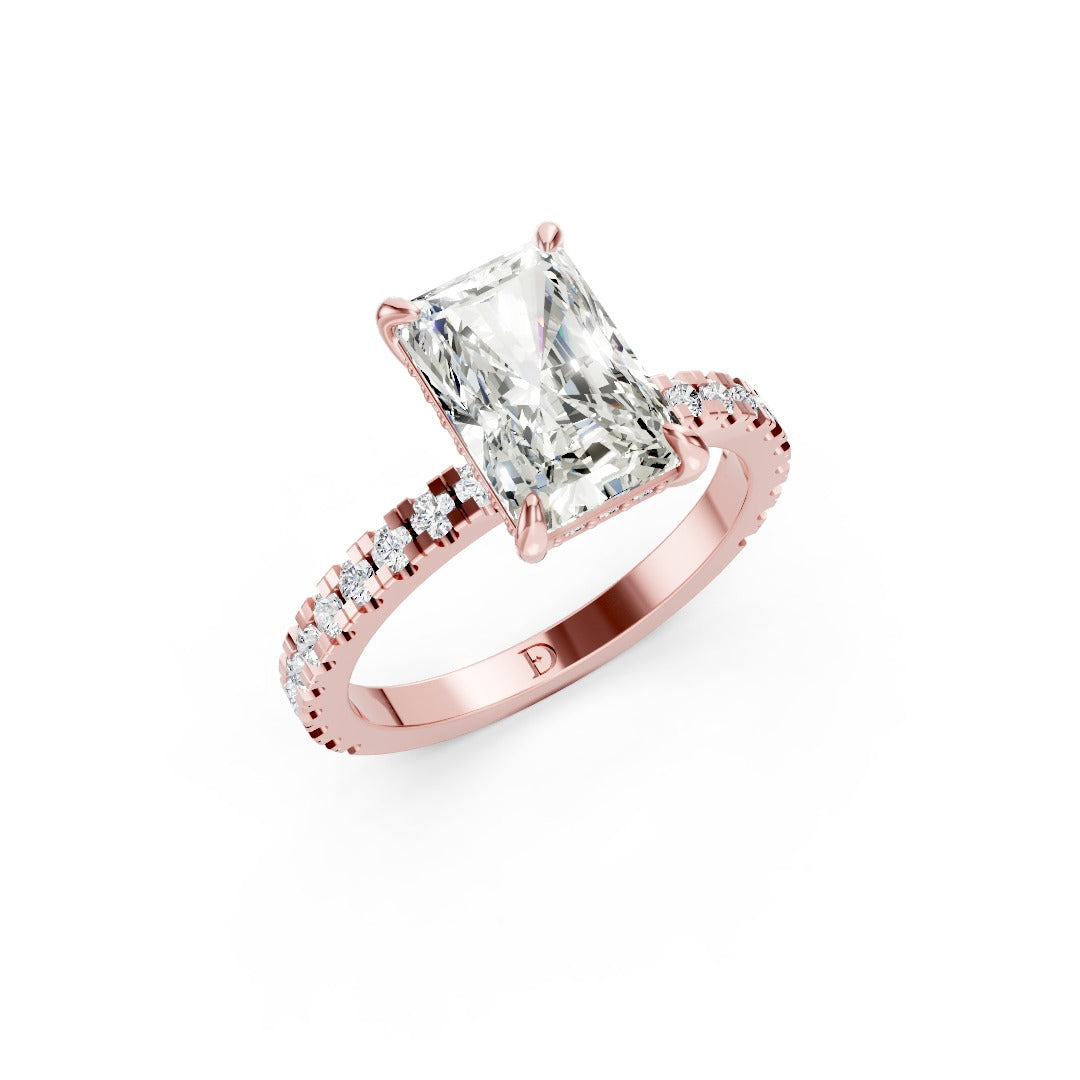 Radiant Diamond With Under-Halo Settings Ring