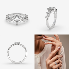 Oval Cut Cluster Set Ring