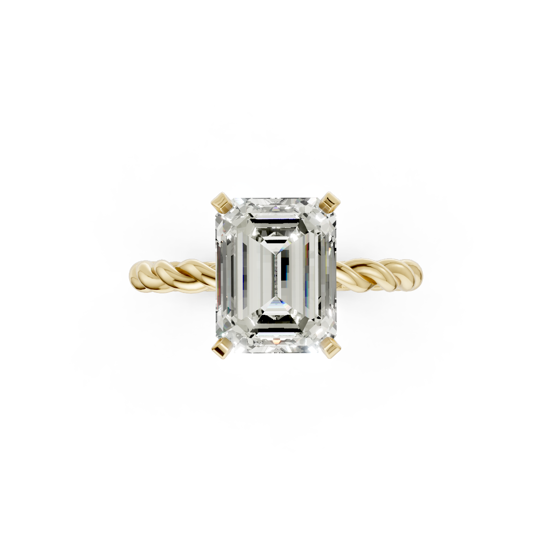 Emerald Diamond Twisted Shank Ring