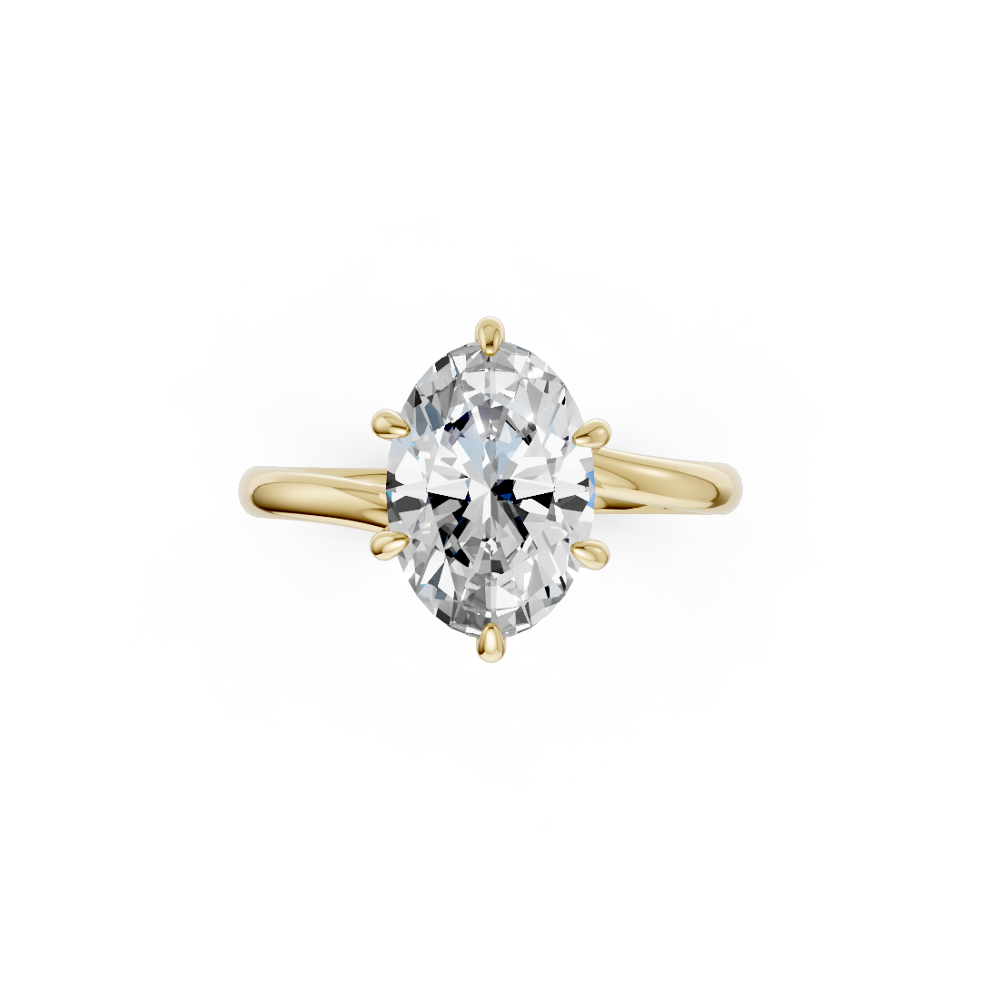 Oval Diamond Bypass Shank Solitaire Ring