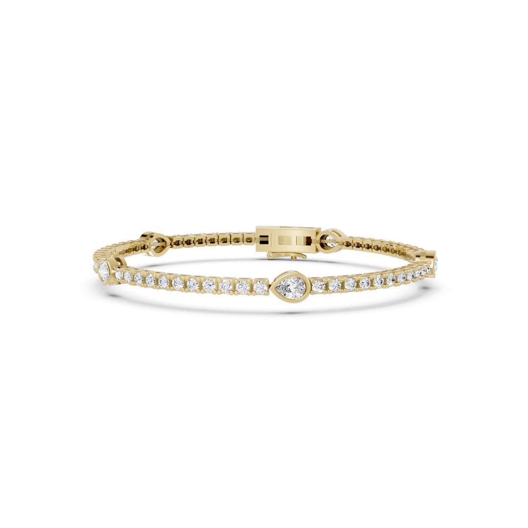 Pear & Round Cut Lab Diamond Tennis Bracelet
