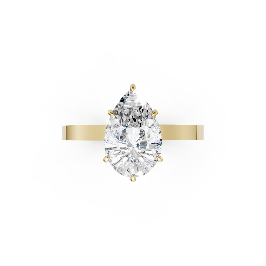 Pear Solitaire Diamond Hidden Halo Ring
