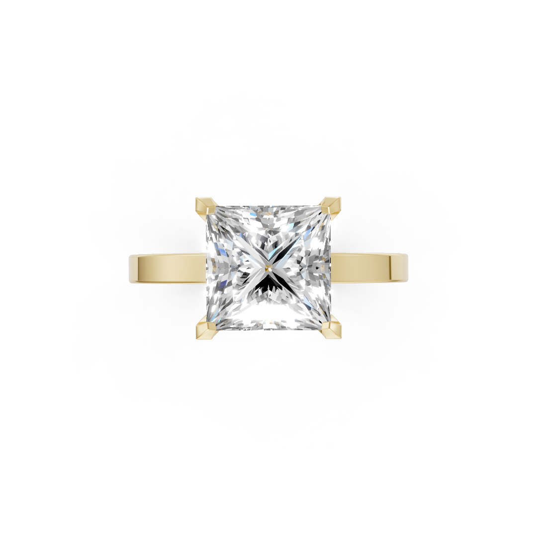 Princess Cut V-Cathedral Shank Ring